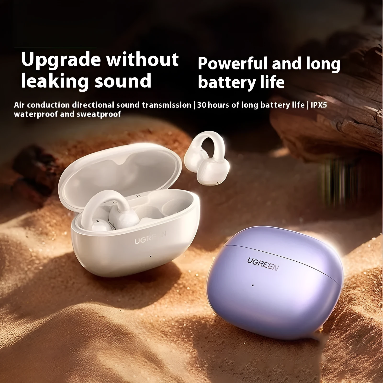 HiTune S3 clip-on wireless bone conduction sports earphones in black with rubber construction and Bluetooth 5.4