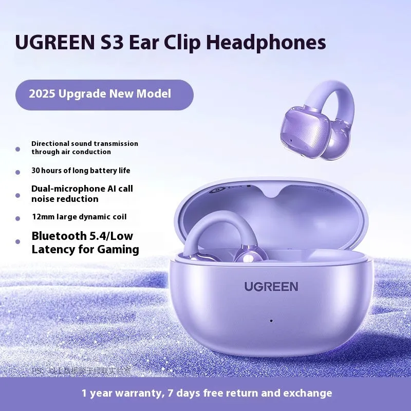 HiTune S3 clip-on wireless bone conduction sports earphones in black with rubber construction and Bluetooth 5.4