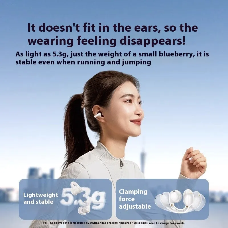 HiTune S3 clip-on wireless bone conduction sports earphones in black with rubber construction and Bluetooth 5.4