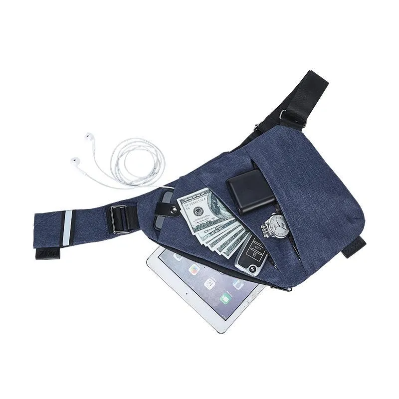 Men's digital storage Sunday bag in army green, anti-theft polyester waist pack with shoulder strap