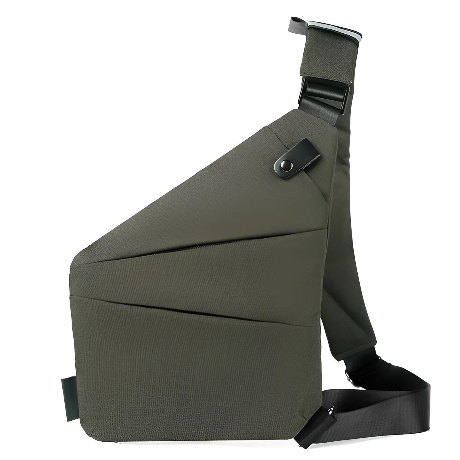 Men's digital storage Sunday bag in army green, anti-theft polyester waist pack with shoulder strap