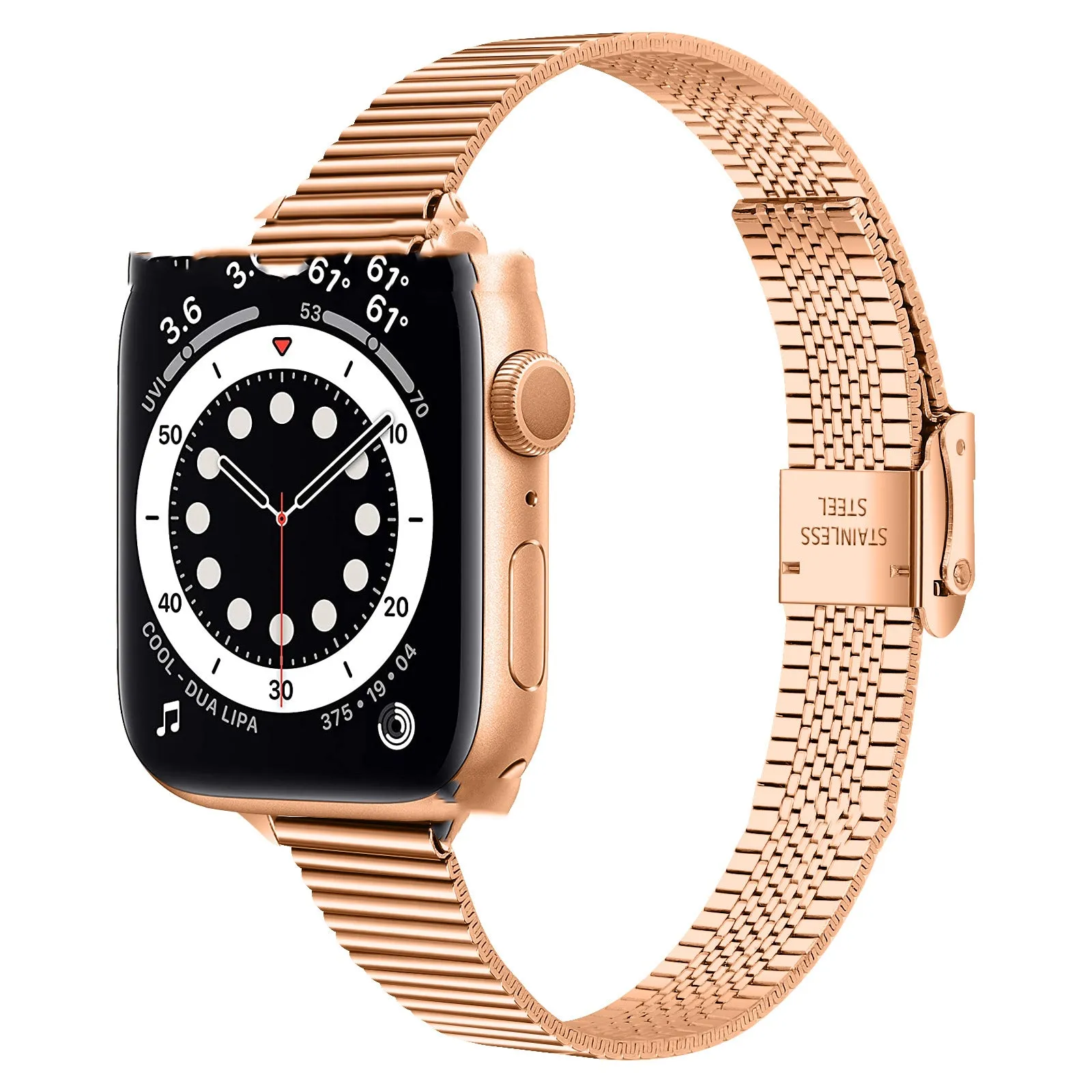 Stainless steel smart strap with double buckle for Apple Watch, black colour