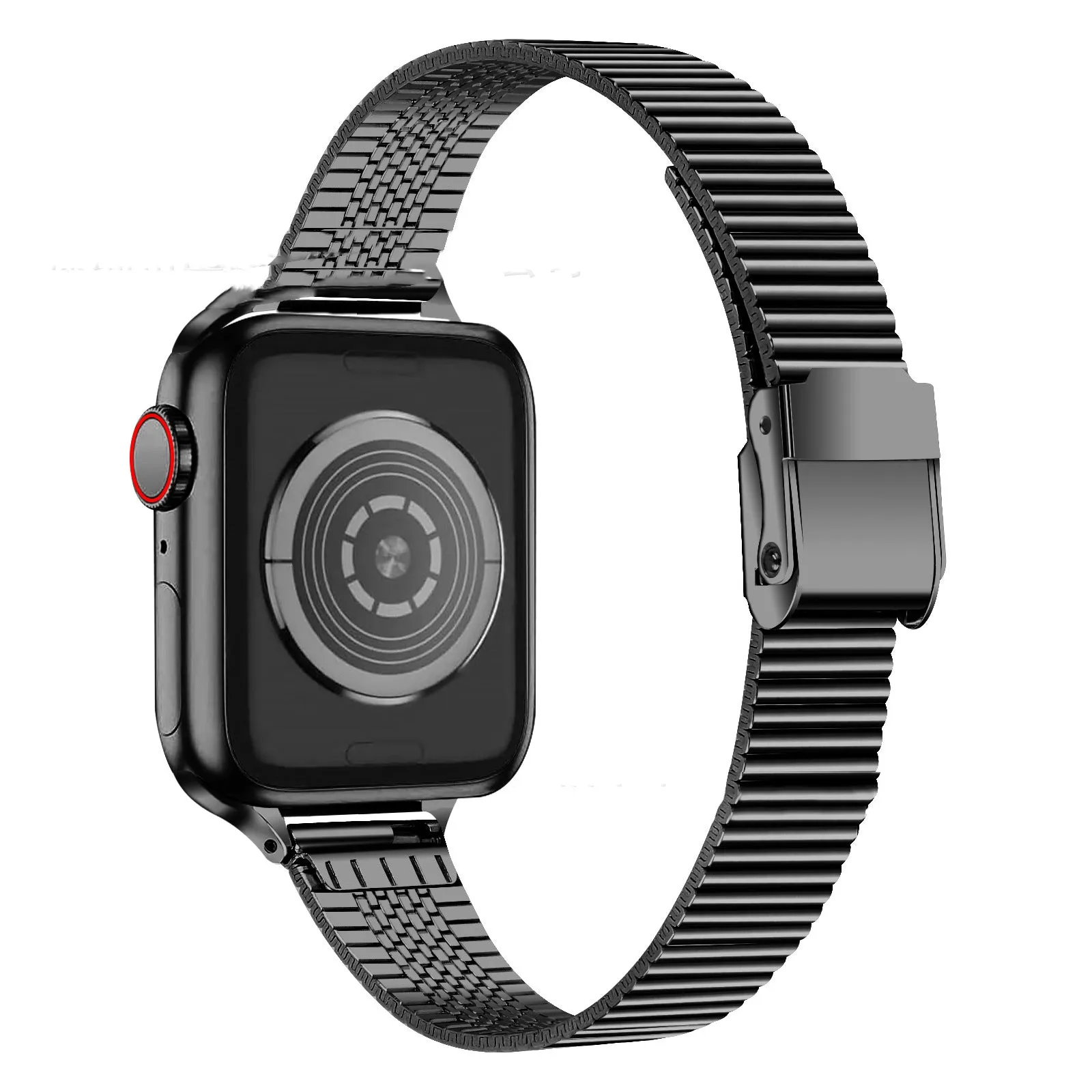 Stainless steel smart strap with double buckle for Apple Watch, black colour