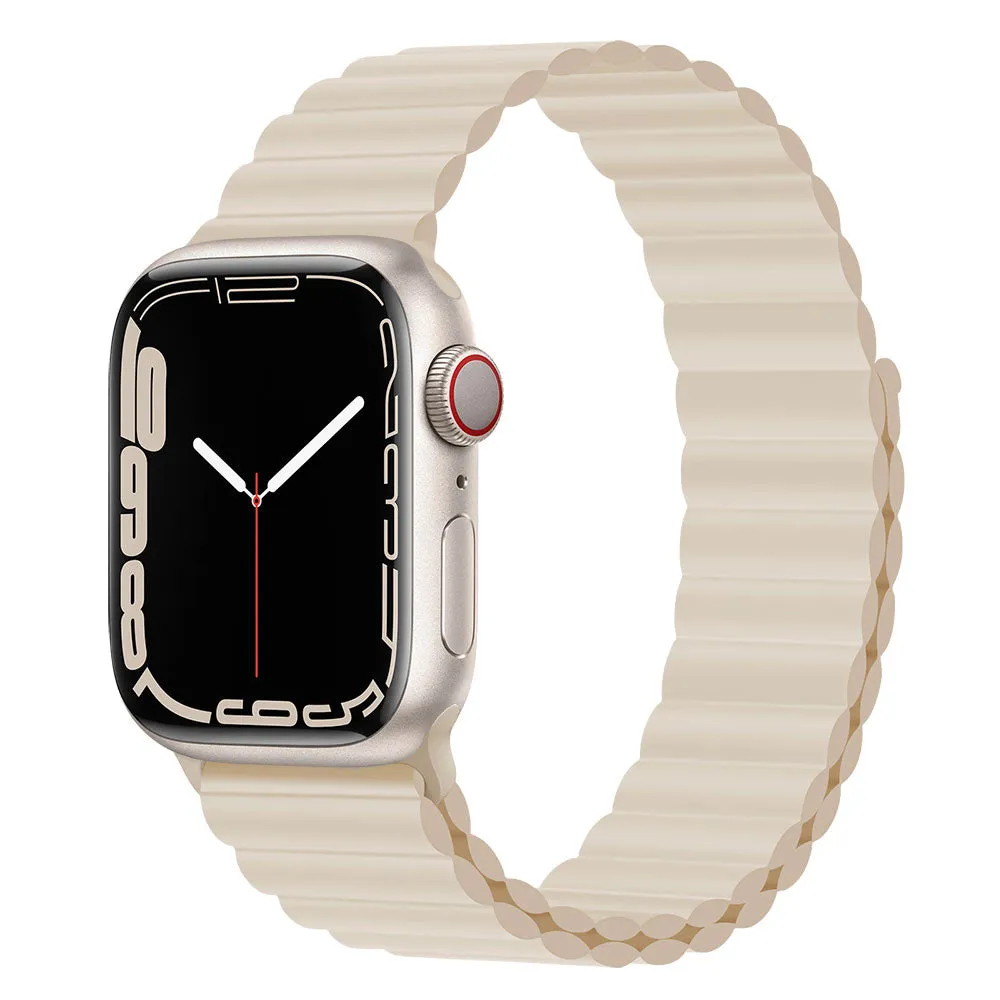 Silicone loop magnetic watch strap in starlight colour compatible with Apple Watch 38mm