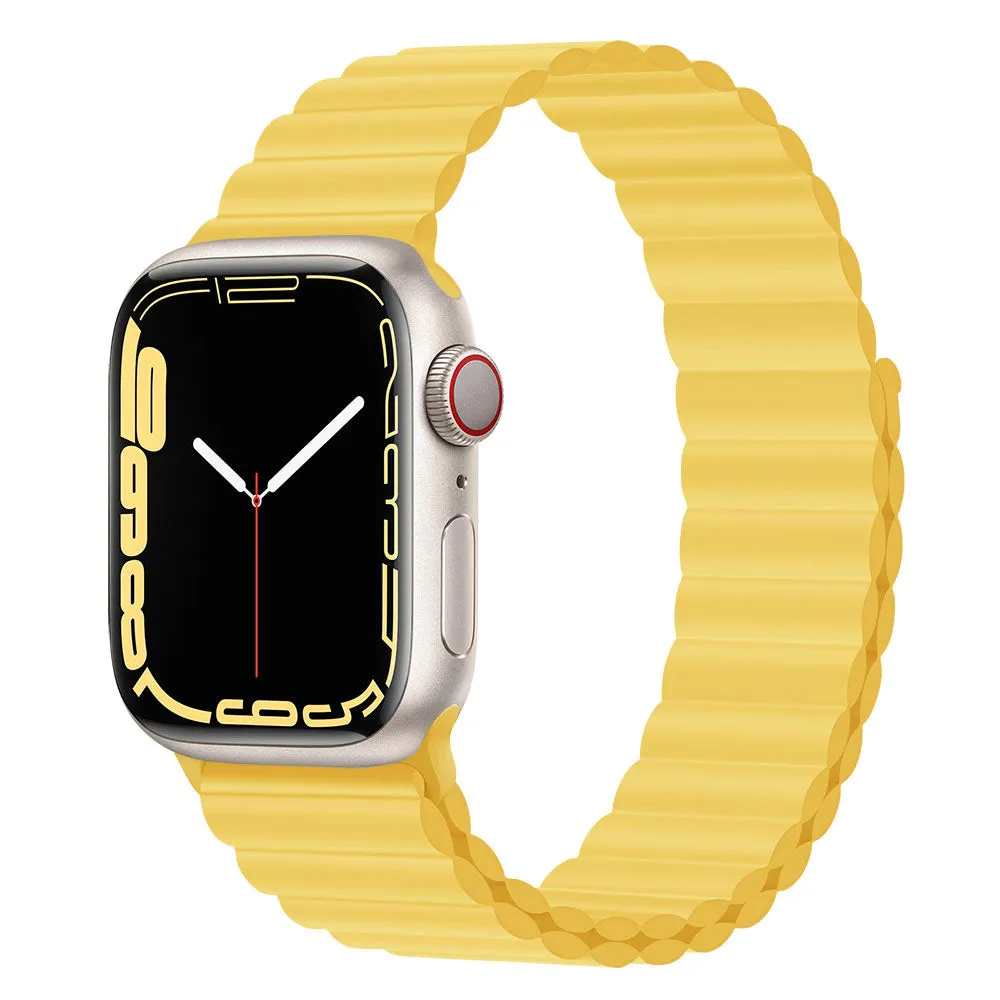 Silicone loop magnetic watch strap in starlight colour compatible with Apple Watch 38mm