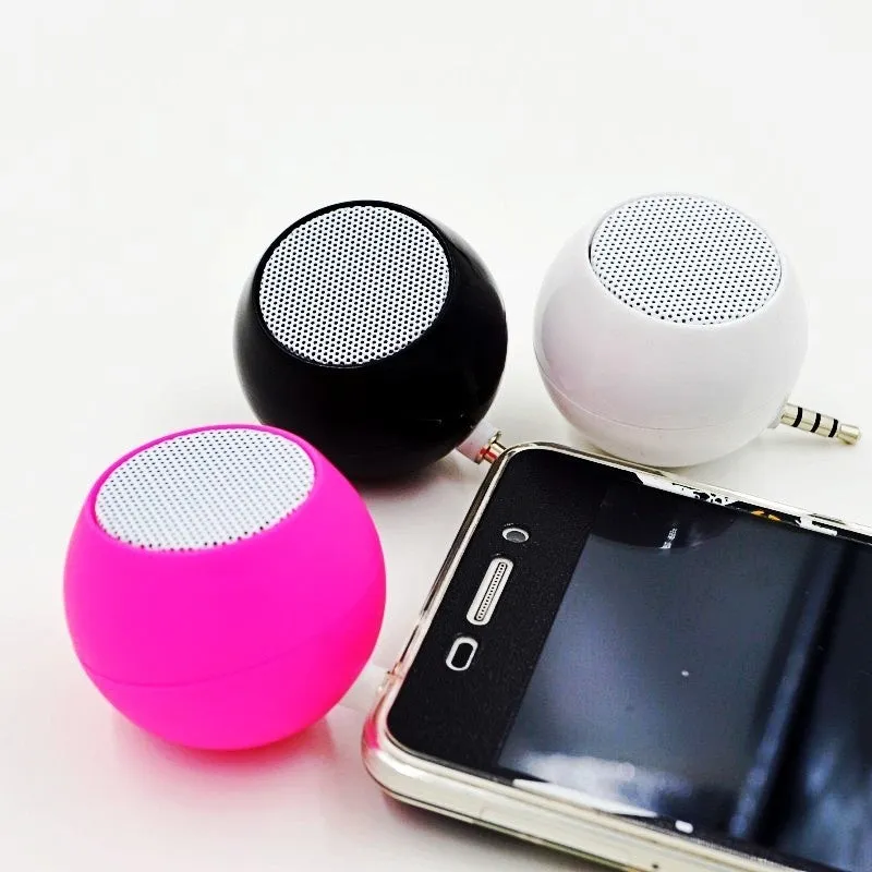 Small inline mobile phone speaker in black, 4.2 cm size, with loud bass and rechargeable battery