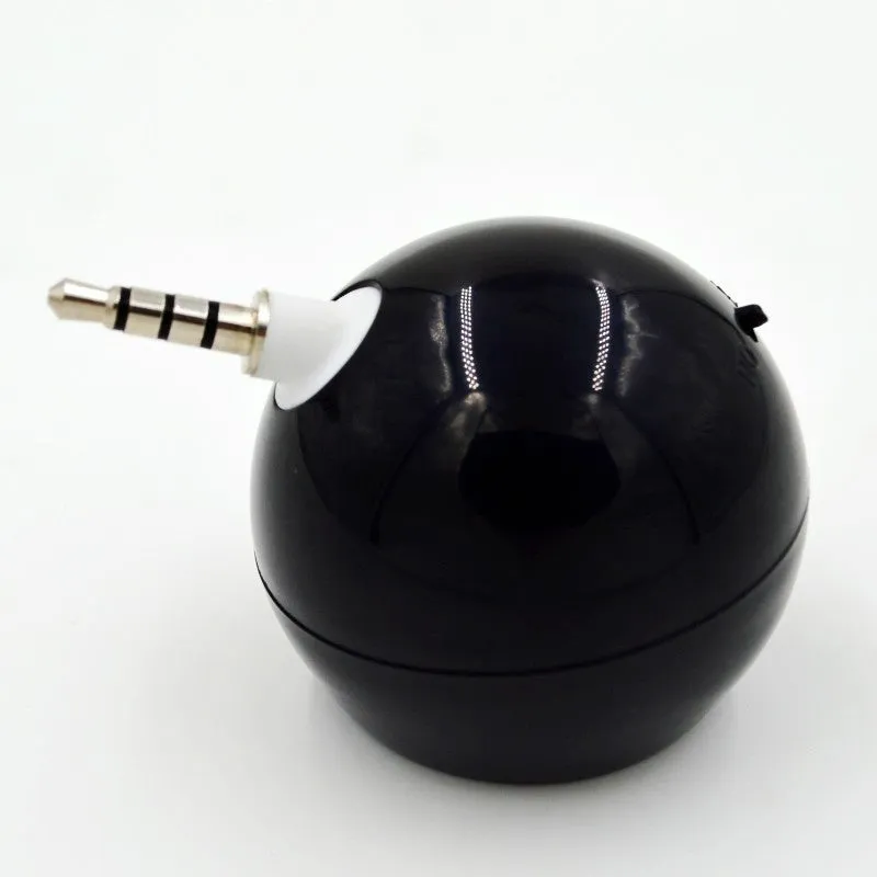Small inline mobile phone speaker in black, 4.2 cm size, with loud bass and rechargeable battery