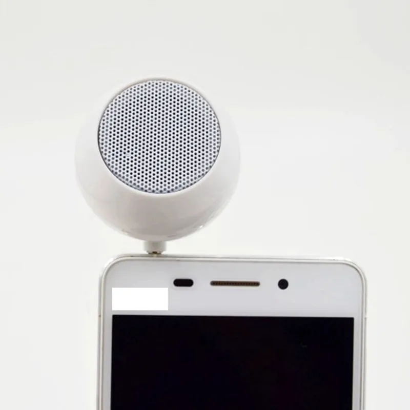 Small inline mobile phone speaker in black, 4.2 cm size, with loud bass and rechargeable battery