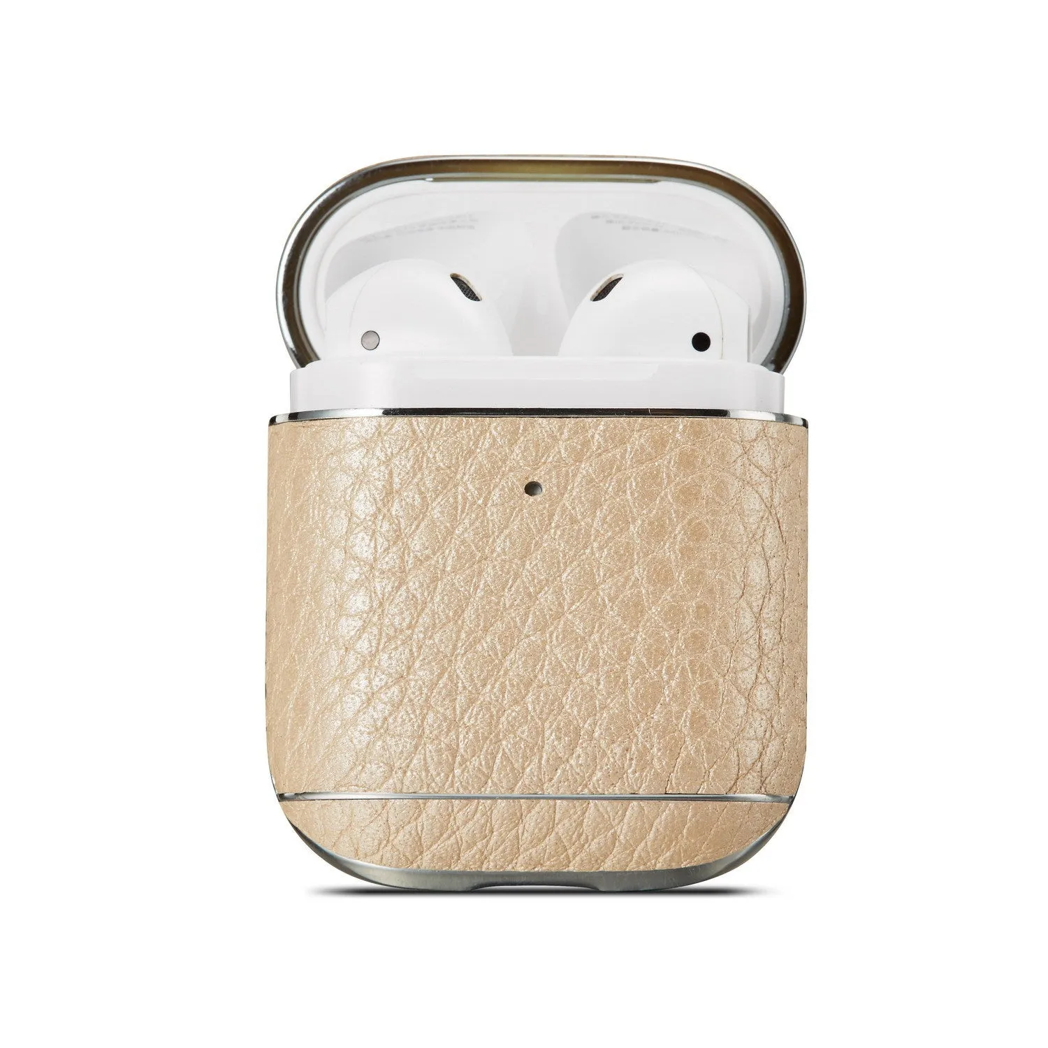 Leather lychee pattern electroplating headphone case for AirPods 1/2 clamshell style colour options