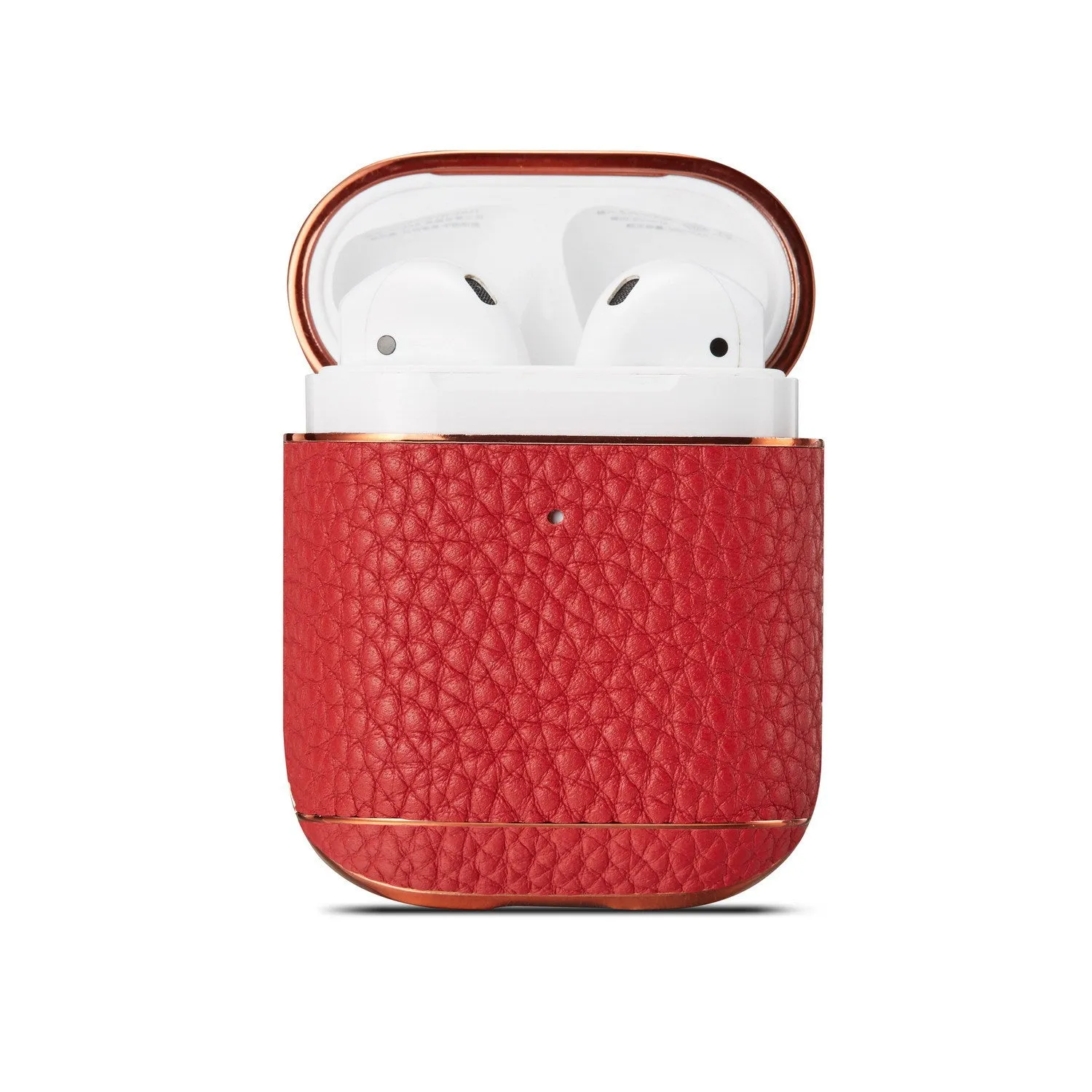Leather lychee pattern electroplating headphone case for AirPods 1/2 clamshell style colour options