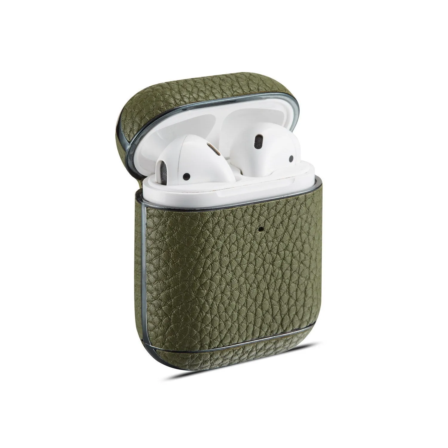 Leather lychee pattern electroplating headphone case for AirPods 1/2 clamshell style colour options