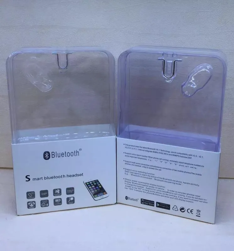 Wireless Bluetooth single-ear headset with digital display, ear-mounted design in black or white
