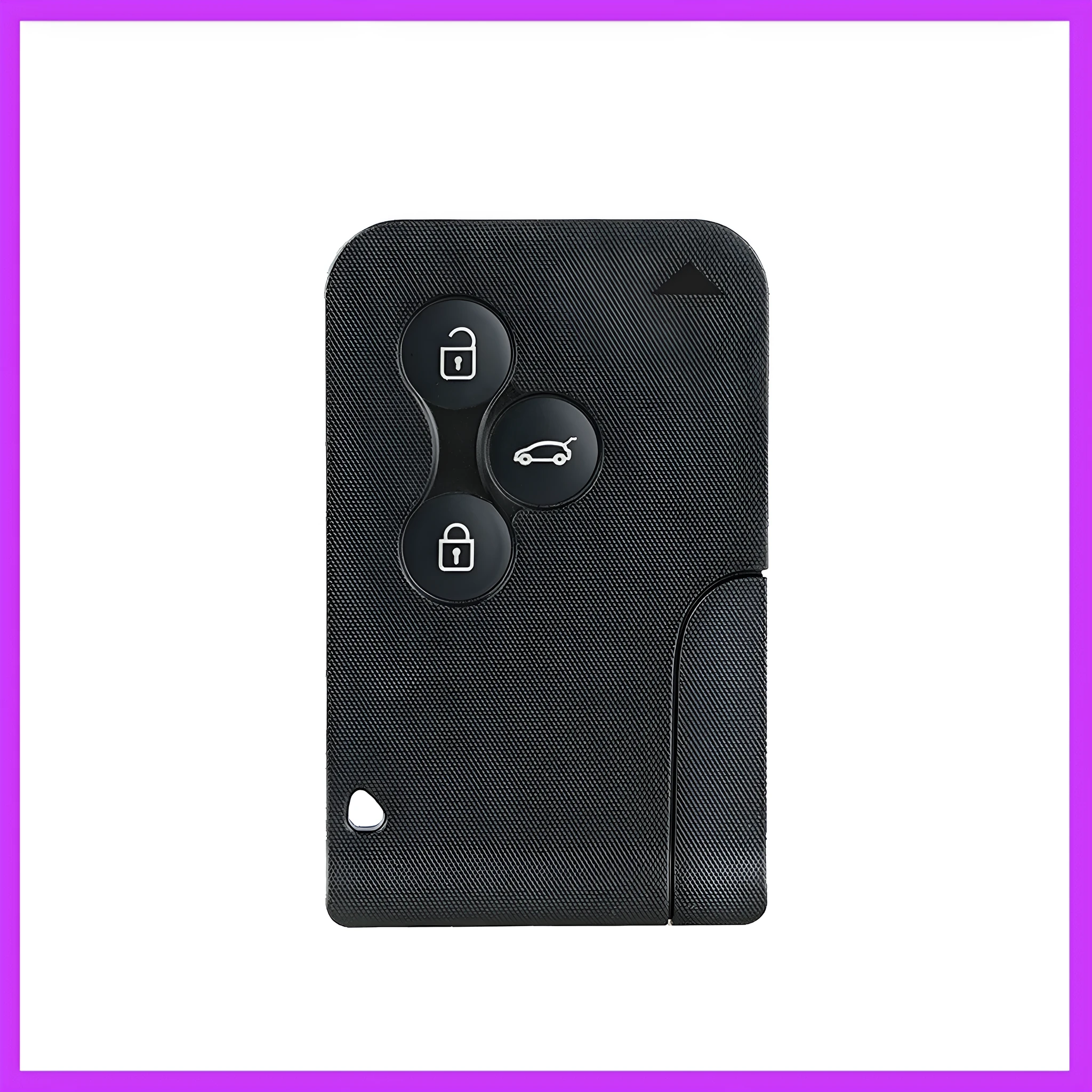 Black 3-button remote key fob for Renault Megane with engineering plastic casing, 82x51x28mm