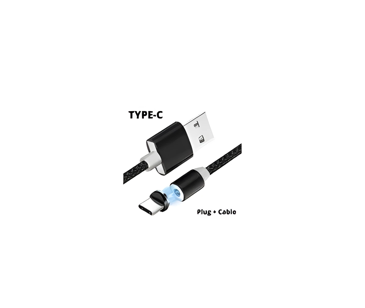 Black and red magnetic USB charging cables with Type C and Micro USB connectors