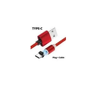 Black and red magnetic USB charging cables with Type C and Micro USB connectors