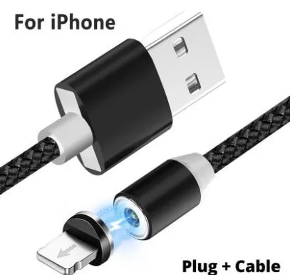 Black and red magnetic USB charging cables with Type C and Micro USB connectors