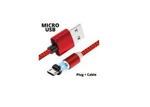 Black and red magnetic USB charging cables with Type C and Micro USB connectors