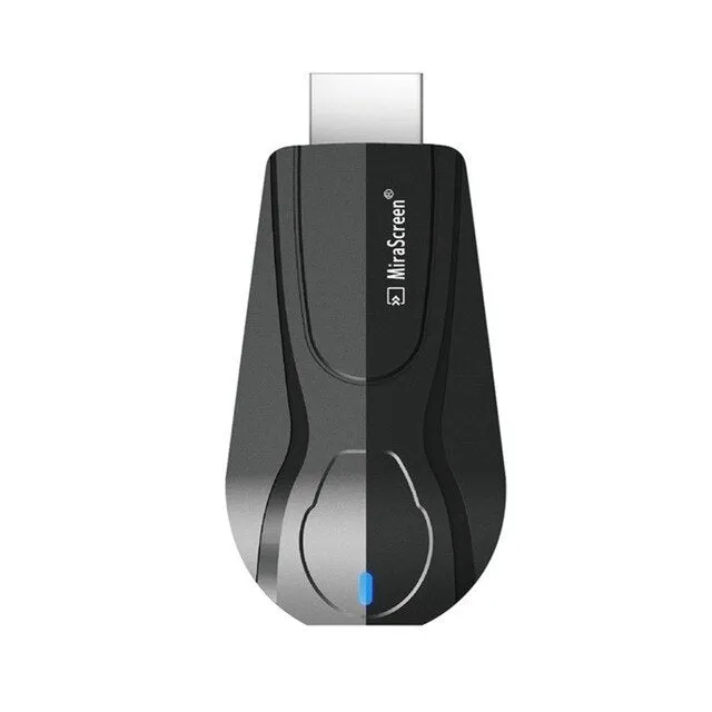 Black wireless screen player device with HDMI port for phone and laptop mirroring