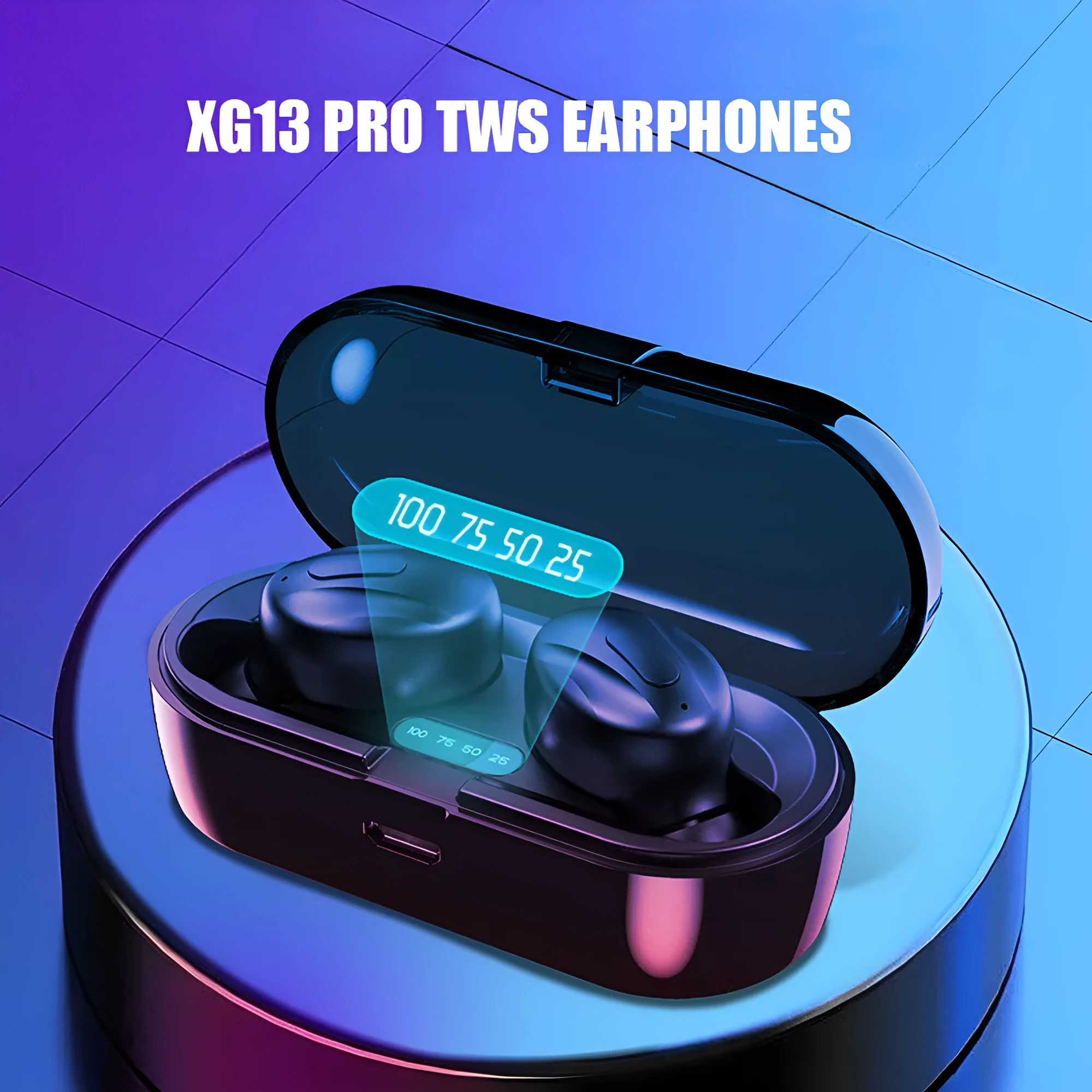 Xg13 Pro Bluetooth 5.0 wireless sports headset with IPX4 waterproof rating, black ABS earbuds