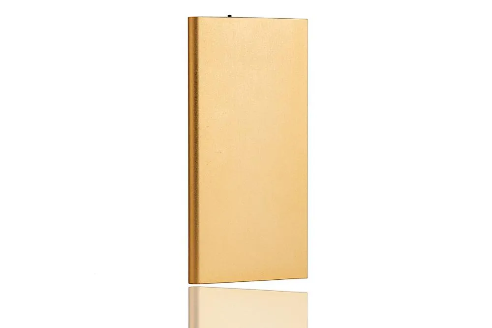 Grey power bank with multi-interface ports and alloy shell on white background