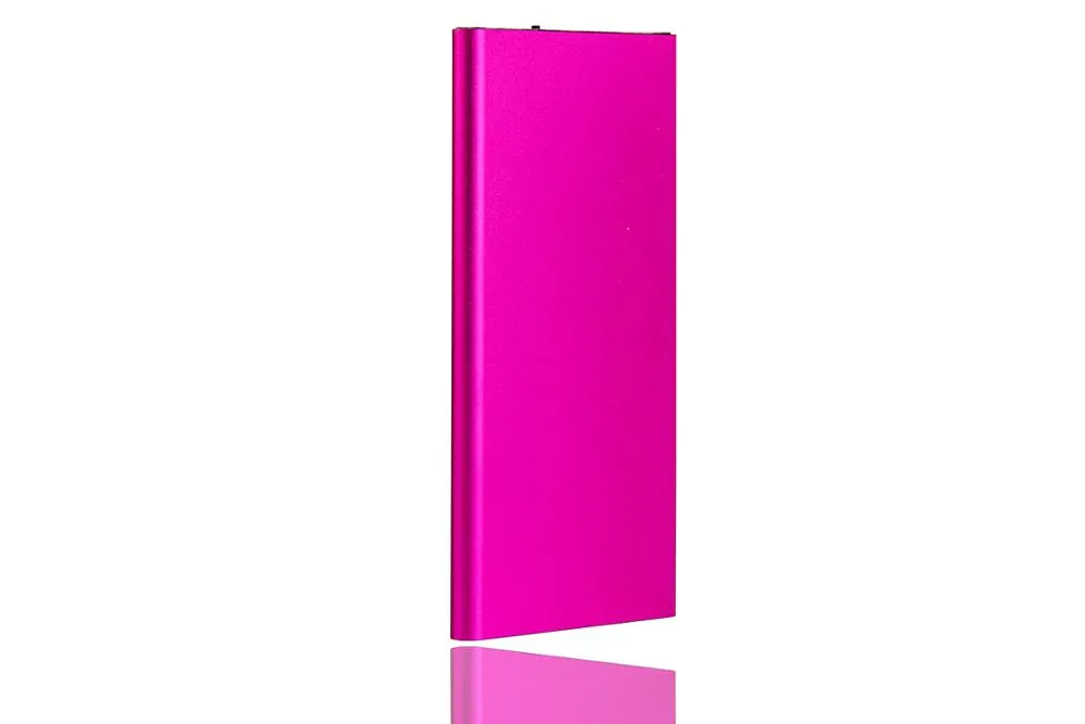 Grey power bank with multi-interface ports and alloy shell on white background