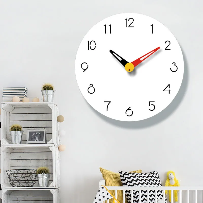 Three-dimensional white acrylic wall clock with UV print and metal pointers, 30 cm dia