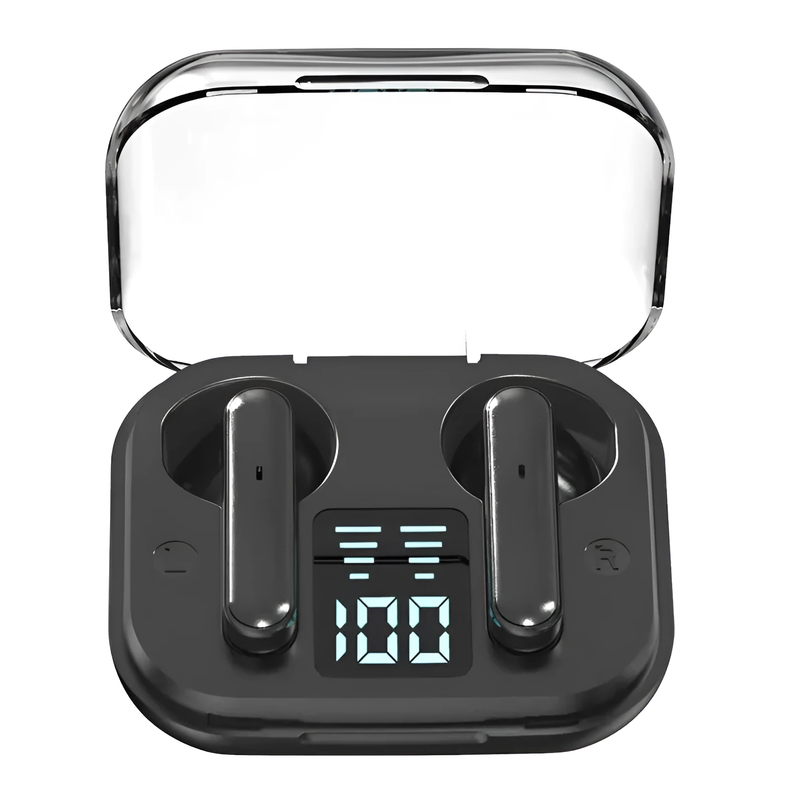 Black standard version sports Bluetooth headset binaural wireless in-ear with stereo sound and battery display