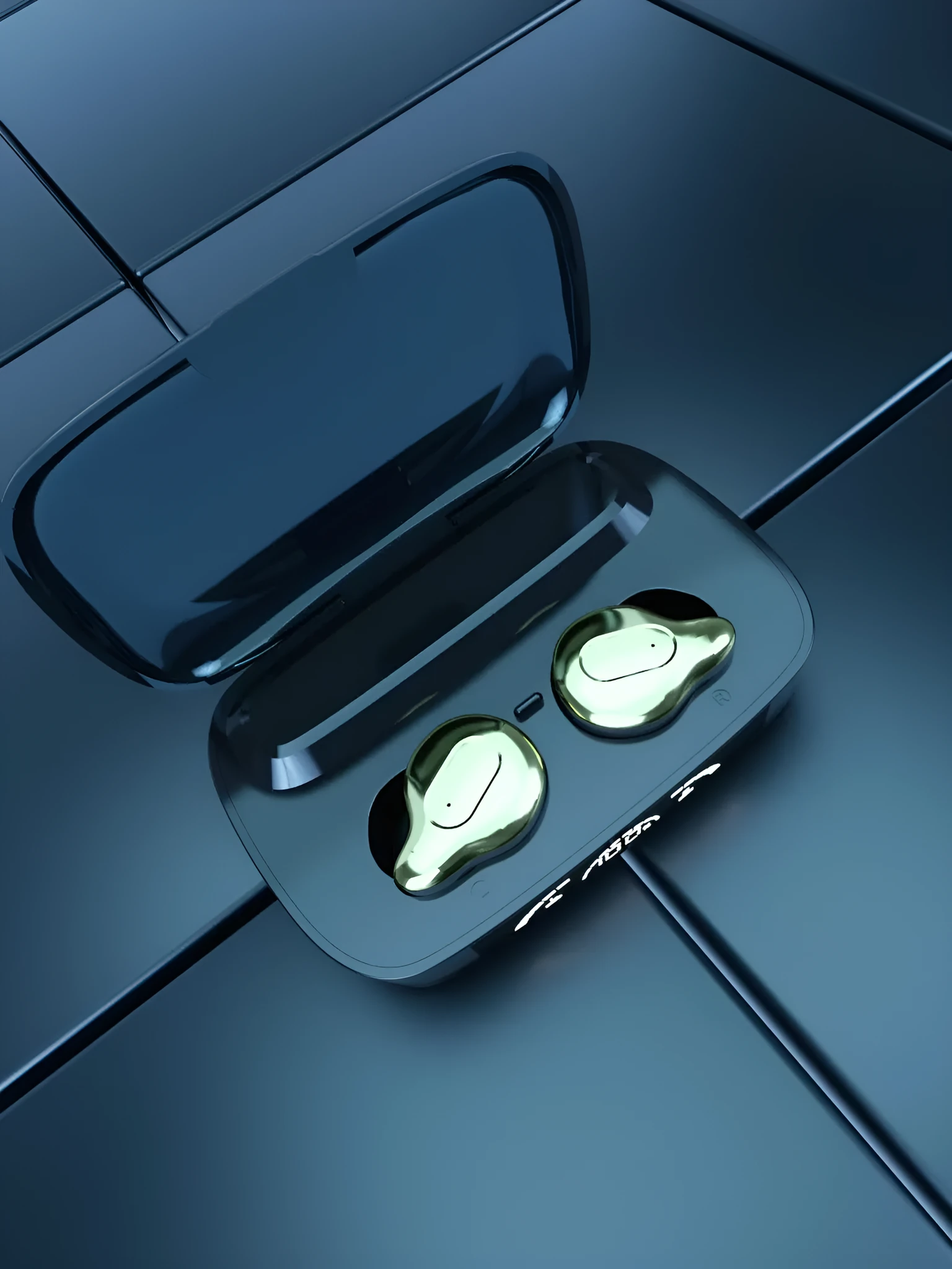 C10-3 wireless binaural Bluetooth headset in plating gold with battery display and charging compartment