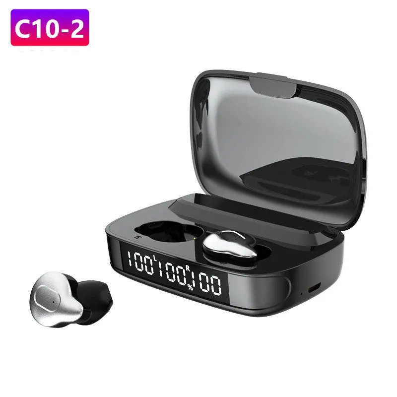 C10-3 wireless binaural Bluetooth headset in plating gold with battery display and charging compartment
