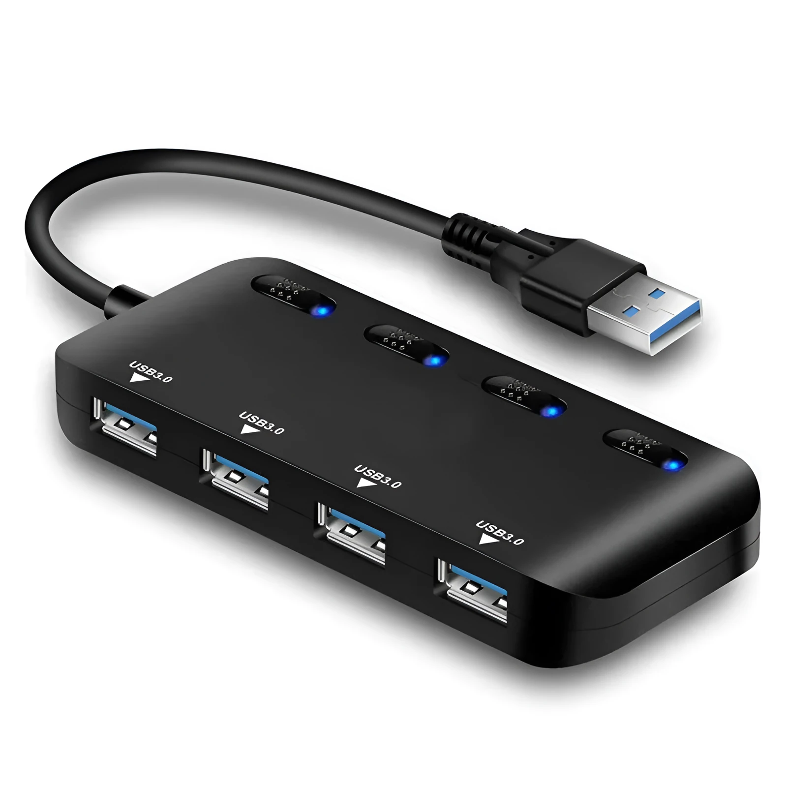 USB 3.0 4 port hub, model Gms-1103u3, with external power supply and Type C and USB ports
