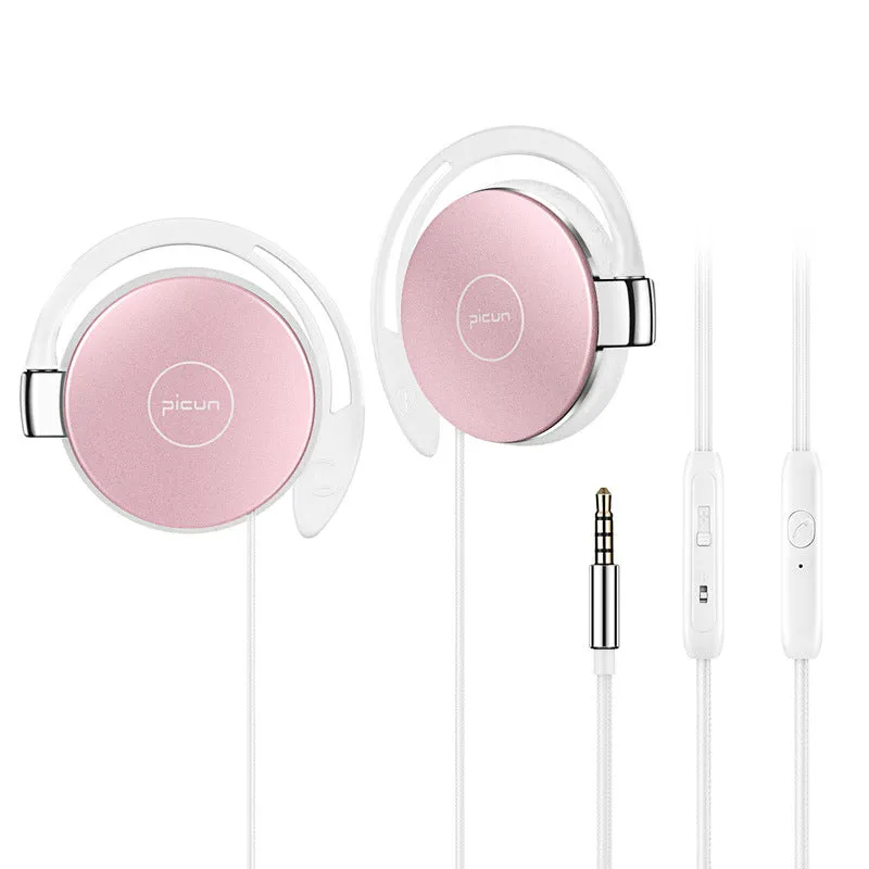 L1 sports earphone wired ear hook headset with microphone and 3.5mm plug in black