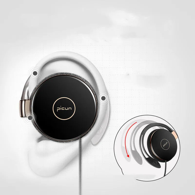 L1 sports earphone wired ear hook headset with microphone and 3.5mm plug in black