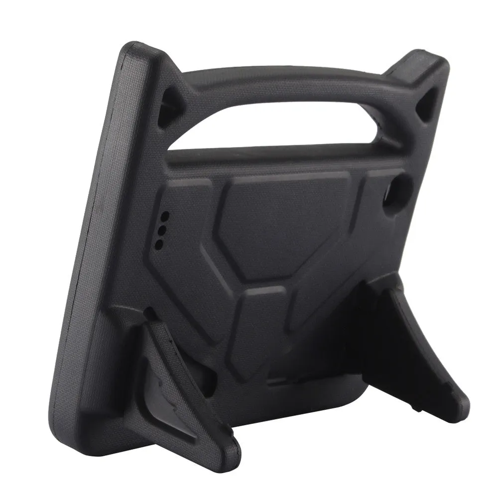 Little Devil EVA anti-drop flat case for Kindle Fire 7 2015/2017, in black colour, showing hand-held design with stand