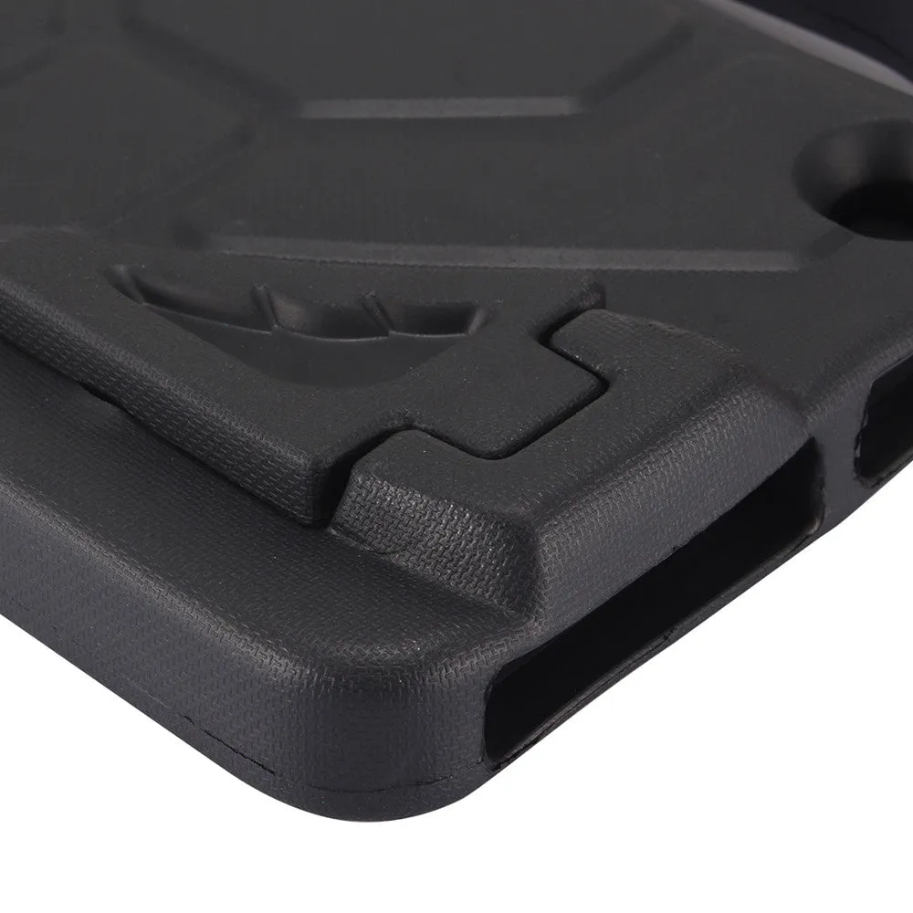 Little Devil EVA anti-drop flat case for Kindle Fire 7 2015/2017, in black colour, showing hand-held design with stand