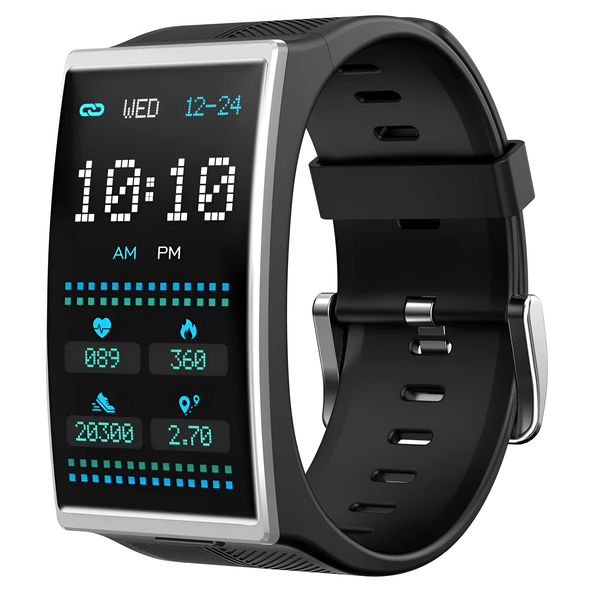 Black Bluetooth waterproof sports watch with 1.91-inch screen on silicone wrist strap