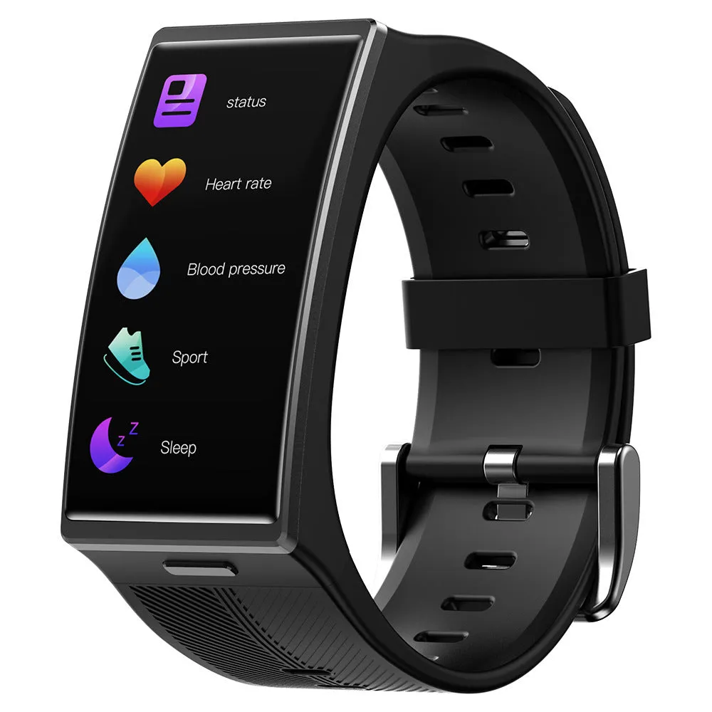 Black Bluetooth waterproof sports watch with 1.91-inch screen on silicone wrist strap