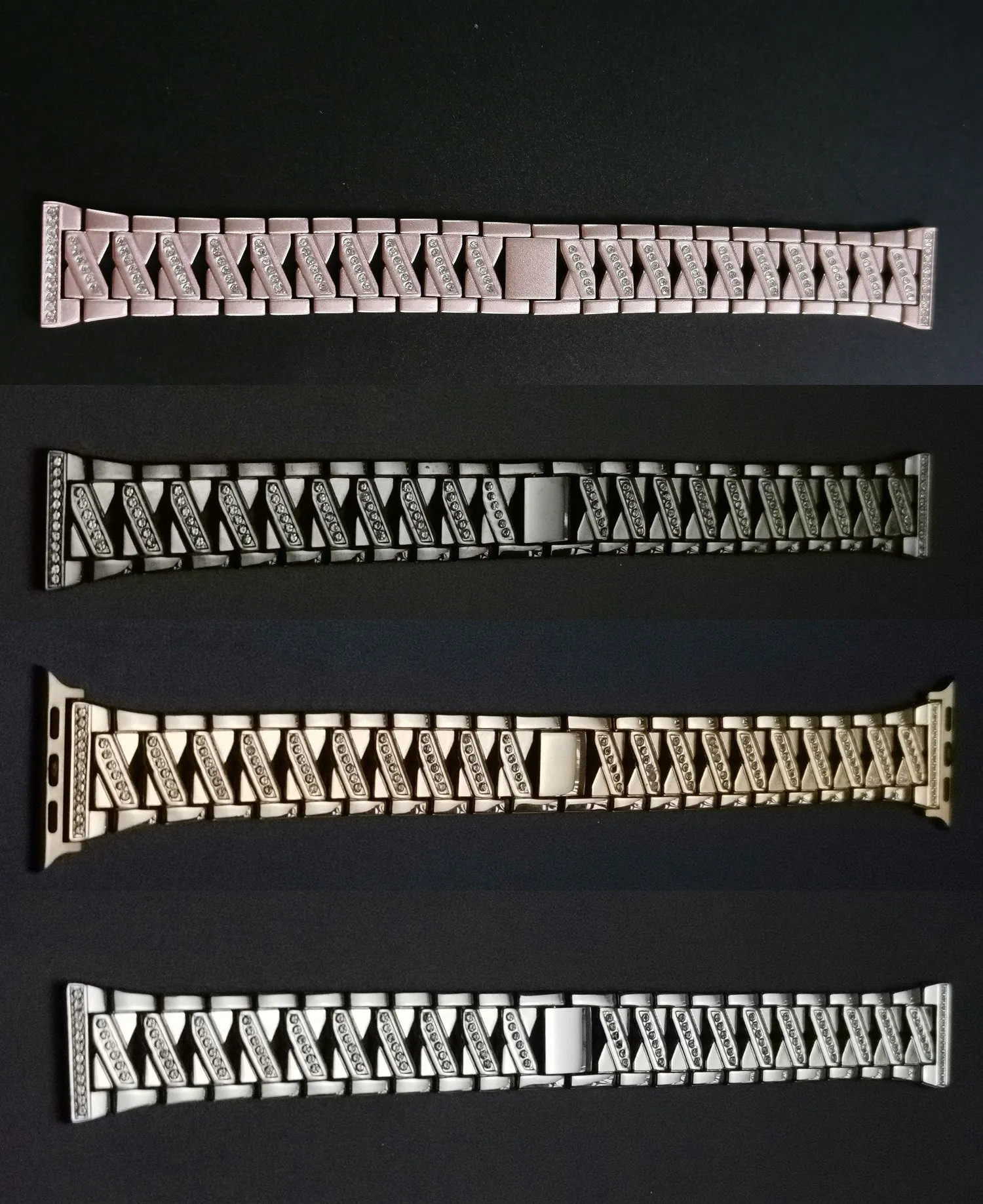Stainless steel metal diamond watch band for Apple Watch 38mm 42mm in silver colour