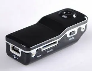 HD voice control video recorder with clip, 55x28x20mm, black colour as shown