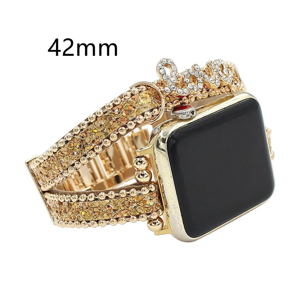 Smart Letters imitation leather watch strap for Apple Watch 38mm and 42mm in colour white
