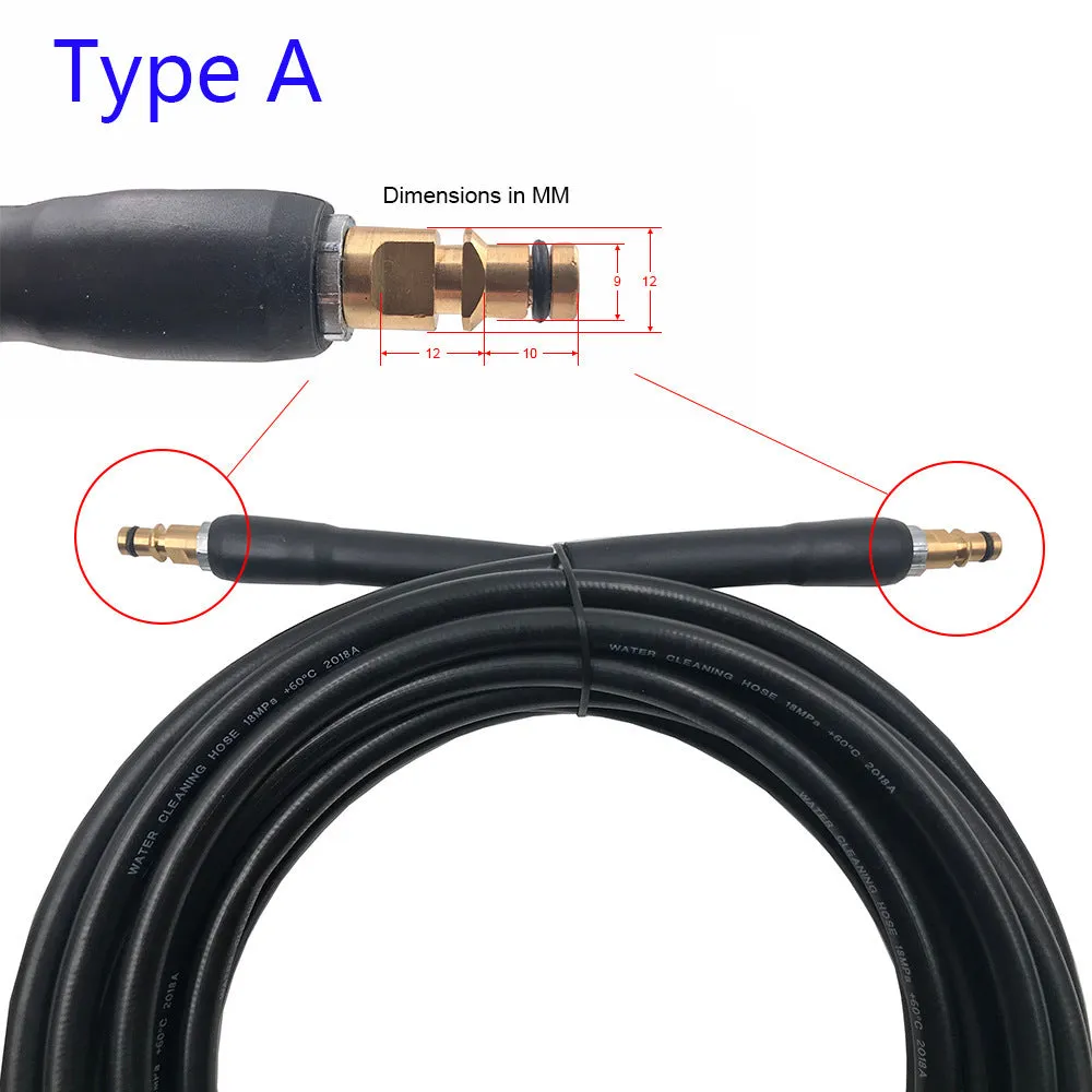 Black water outlet hose for Karcher high pressure washers K2 to K7, 6m length