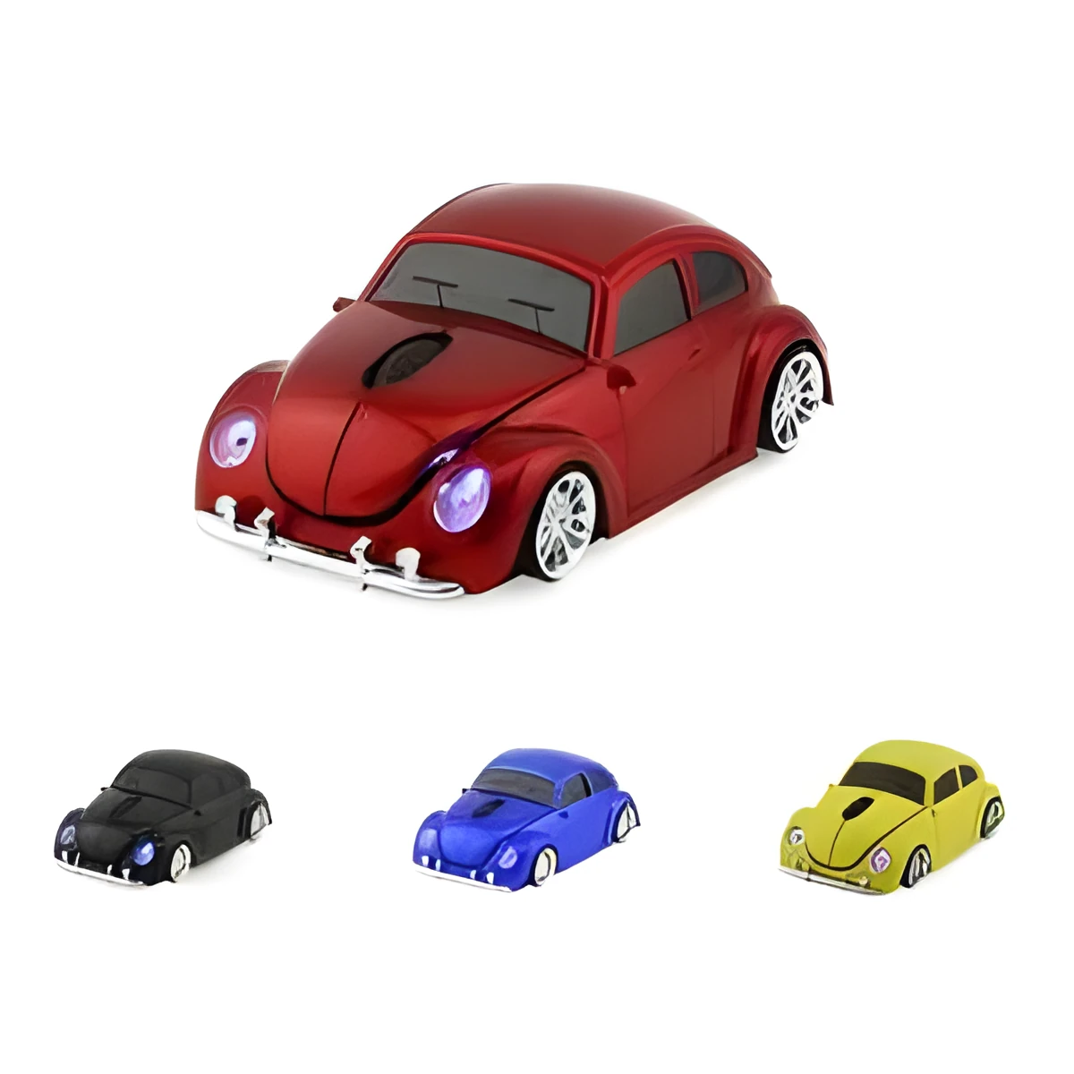Wireless beetle car mouse in black with 2.4GHz USB receiver, 1000 DPI, for desktop