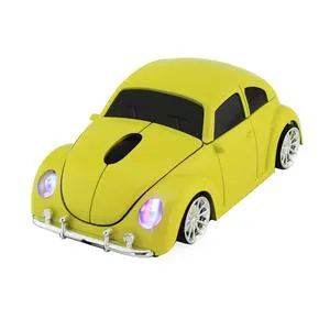 Wireless beetle car mouse in black with 2.4GHz USB receiver, 1000 DPI, for desktop