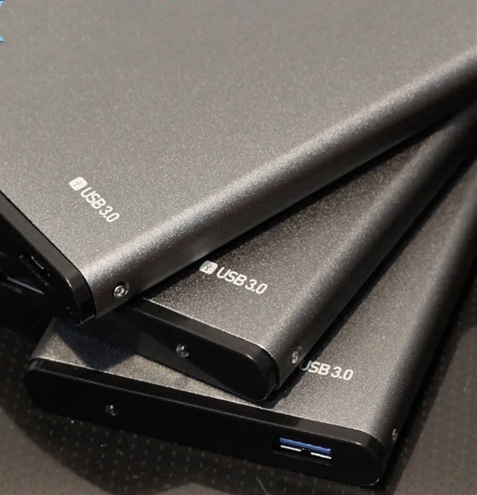 2.5 inch SATA hard drive enclosure in Sandblasted Grey aluminium alloy with USB 3.0 port
