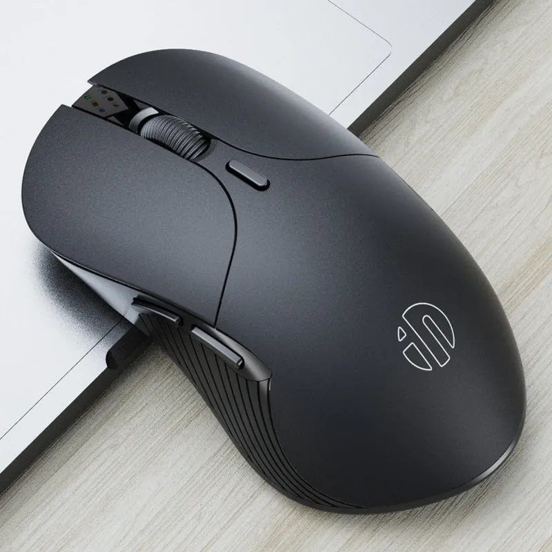 Black wireless voice mouse with six buttons and compact 123x35x65.5mm dimensions