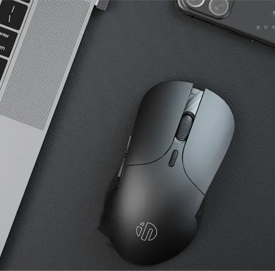 Black wireless voice mouse with six buttons and compact 123x35x65.5mm dimensions