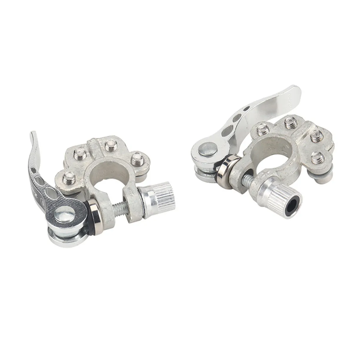 Brass pile head battery quick release clamp pair pure copper tin plated positive 17.5mm negative 15.9mm