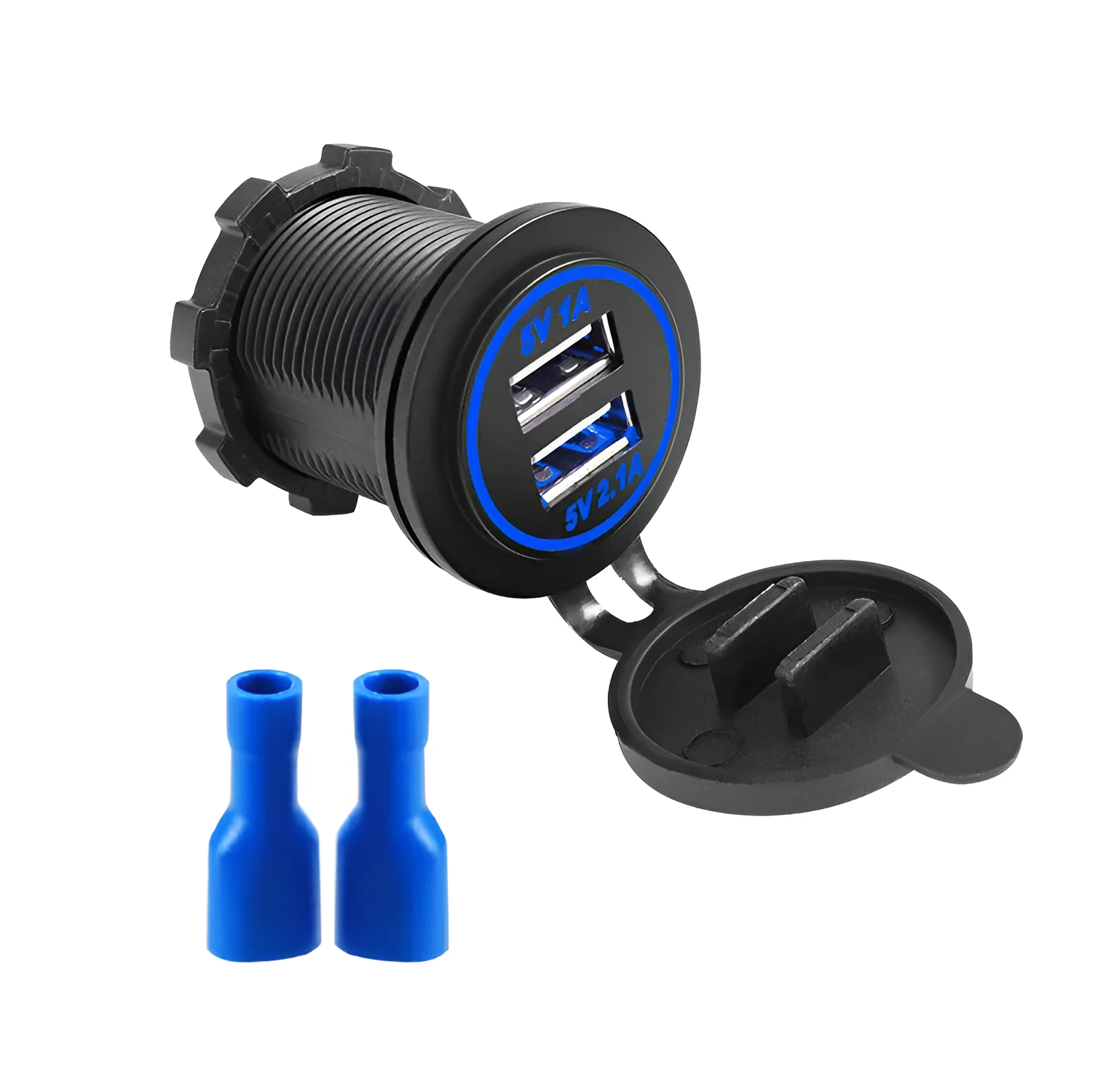 USB fast charger 12-24V 3100mA ABS for car motorcycle boat in five colours