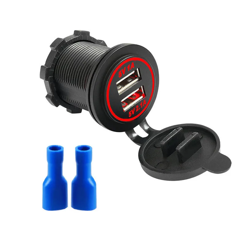 USB fast charger 12-24V 3100mA ABS for car motorcycle boat in five colours