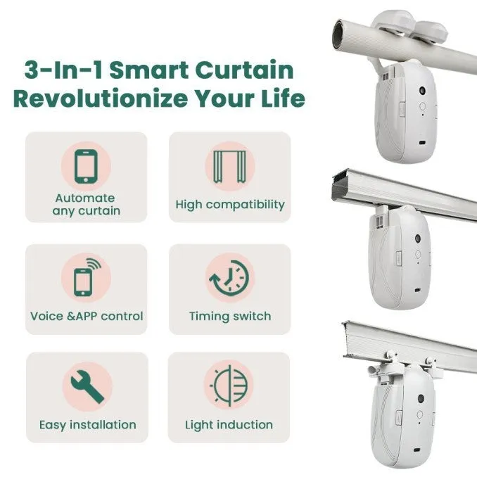 Bluetooth electric curtain controller for Roman rod and TU track systems with remote control and smart home connectivity