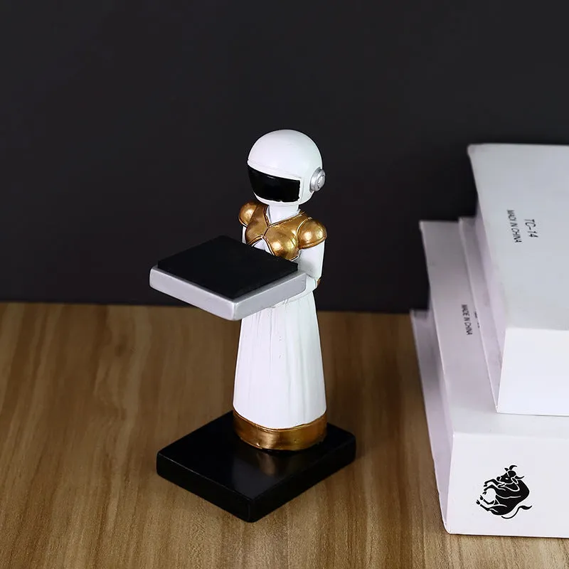 Resin watch stand display rack with creative decoration ornament in style A, holding a watch